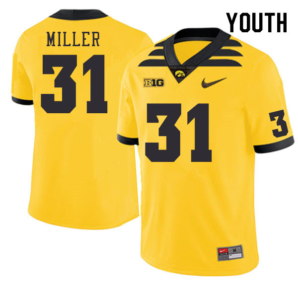 Youth #31 Eli Miller Iowa Hawkeyes College Football Jerseys Stitched-Gold